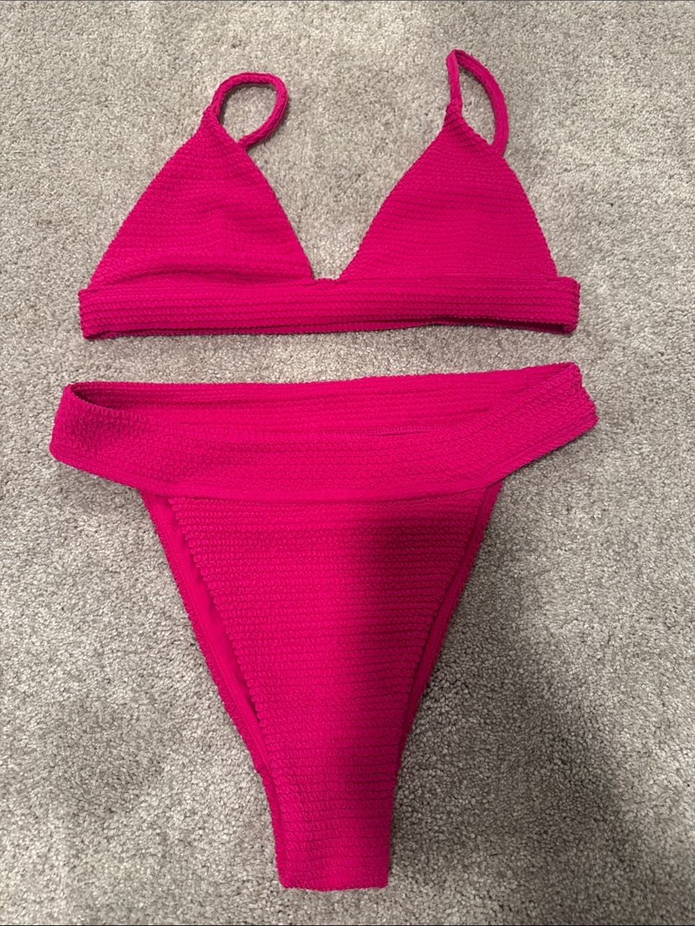 PacSun Hot Pink Ribbed Bikini Top and Bottom Set